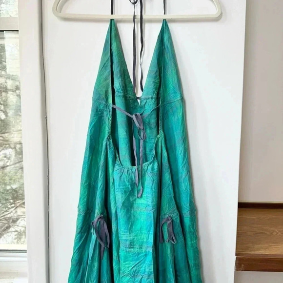 New Free People Marisol Tiered Silk Maxi Dress Summer Sun Boho Green Small - Picture 9 of 17
